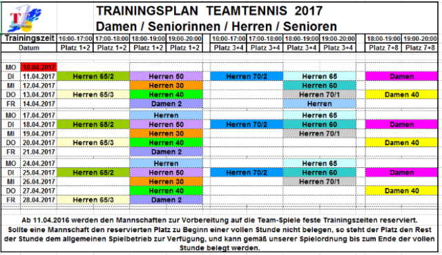 Trainingsplan 2017