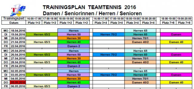 Trainingsplan 2016